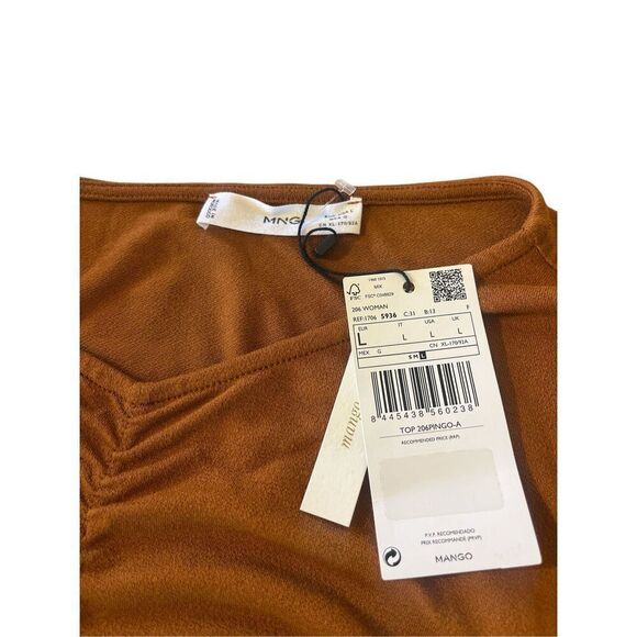 MNG top ruched front with lettuce leaf hem sz Large NWT - Picture 3 of 3